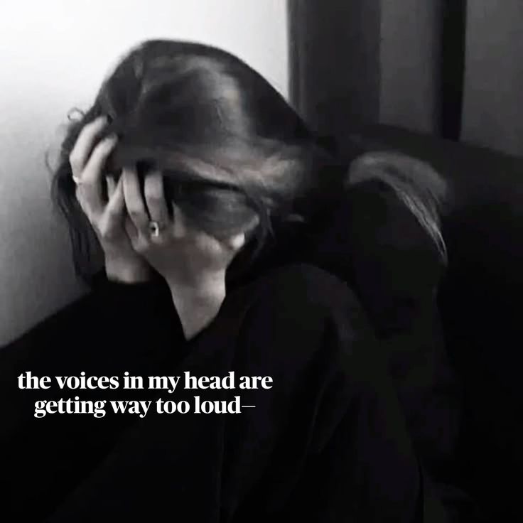 Text: the voices in my head are getting way too loud